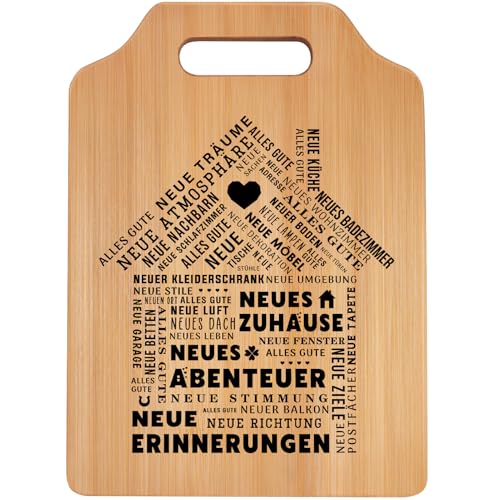 Giftasy Einzugsgeschenke Wohnung - Bambus Schneidebrett, Einzugsgeschenke Haus, Einweihungsgeschenk Wohnung Haus, Geschenk zum Einzug ins Haus, Richtfest Geschenk, Neues Zuhause