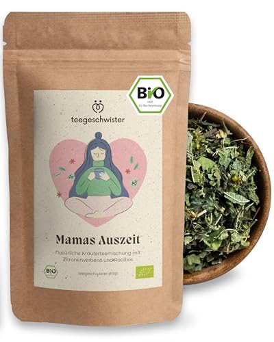teegeschwister® | Mamas Auszeit Bio-Tee | Mit Frauenmantelkraut, Rooibos & Holunderblüten | Geschenk-Idee für Mama | Geburtstag & Weihnachten | Muttertagsgeschenk | 70g