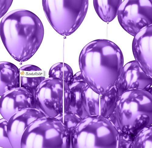 BIO Lila Luftballons [25 Stück] Glänzend/Chrome • Ø38cm XXL • MADE IN EU • Umweltbewusst & Kompostierbar Bio Ballons • Nachhaltig hergestellt • Premium Helium Luftballon Lila - Luftballons Geburtstag