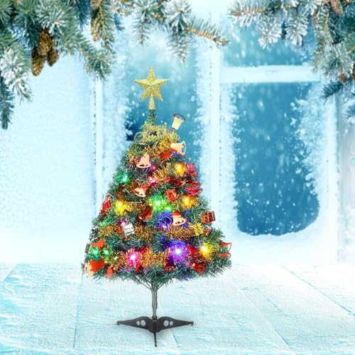 Weihnachtsbaum 60cm Weihnachtsbaum mit Beleuchtung Künstlicher Weihnachtsbaum Tannenbaum für Weihnachten Deko Tischdeko Schaufenster Büro