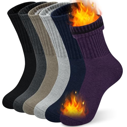 6 Paar Warme Socken Damen Winter Thermosocken Damen Merino Socken Wollsocken Dicke Stricksocken Wandersocken Wintersocken