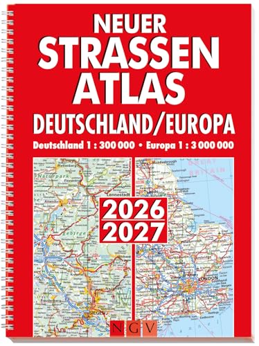 Neuer Straßenatlas Deutschland/Europa 2026/2027: Deutschland 1:300.000 | Europa 1:3.000.000 | Praktische Spiralbindung