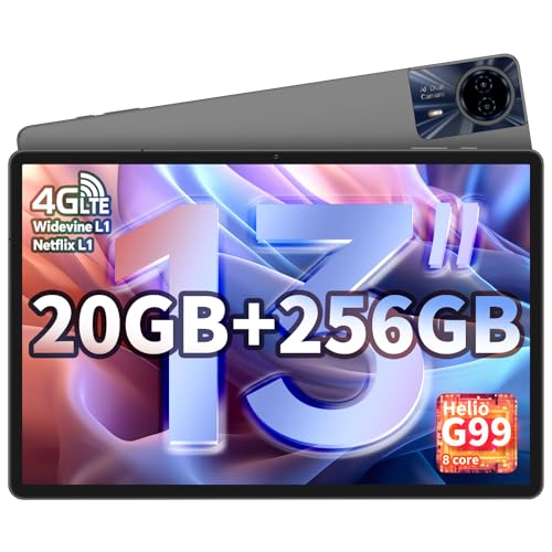 TECLAST T65 MAX Tablet 13 Zoll Android Tablet, Helio G99 Gaming Tablets, 20GB RAM+256GB ROM Tablets-PC(2TB TF), 10000mAh, Großes Display, Widevine L1, 4G LTE SIM + 5G WiFi, GPS/GMS/13MP+8MP/BT5.0