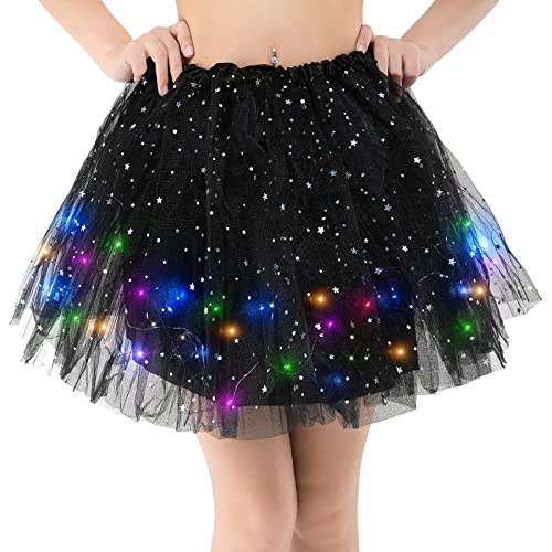 Kefiyis Tüllrock Damen LED Tütü Erwachsene Teenager Tutu Party Ballett Tanzen Fancy Dress Halloween Kostüm
