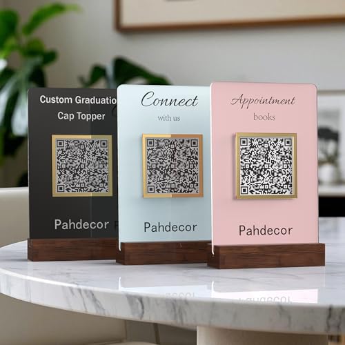 Benutzerdefiniertes Multi-Business-QR-Code-Zeichen Mini-QR-Display Scan to Pay personalisierte Venmo-Facebook-Instagram-App soziale Media-Schilder Acryl Schönheitsgeschäft Friseure Kosmetiker-Plakette