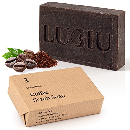 lubiu Kaffee Seife mit Peeling 100g - Bio Seife Stück Kaffeeseife - Bio Duschseife Damen und Naturseife Männer - Natural Soap