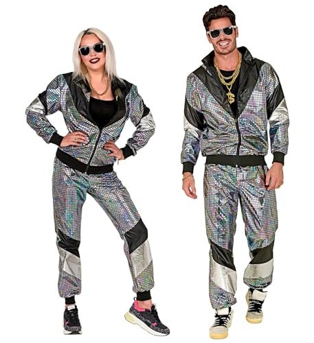 W WIDMANN MILANO Party Fashion - Kostüm Trainingsanzug 80er Jahre, Disco Kugel, Jogginganzug, Retro-Style, Bad Taste Outfit