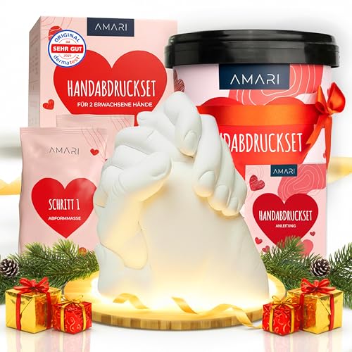 Amari® Handabdruck Set für Paare und Familie (Love) – Gipsabdruck Set Hände – Gips Hand Paar Gipshandabruck Geschenk, Hochzeitsgeschenk, Jahrestag Partner Geschenke, Paar Geschenke