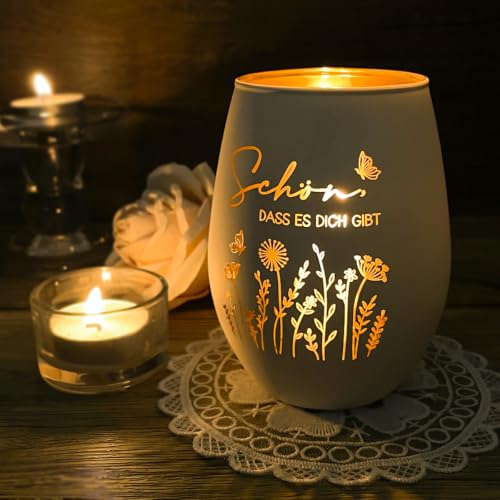 Geschenke für Frauen, Windlicht Glas-Spruch Schön DASS Es Dich Gibt, Weihnachtsgeschenke Geburtstagsgeschenk für Frauen Freundin, Geschenke für 30 40 50 60 70 80 90 Geburtstag, Adventskalender 2026