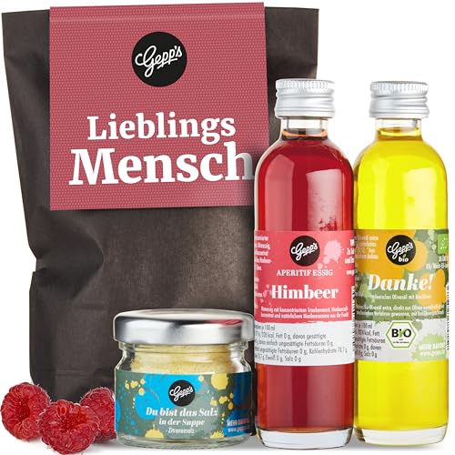 Gepp's Feinkost Wundertüte Lieblingsmensch I Feinkost-Geschenk für die beste Freundin, den Partner oder andere Lieblingsmenschen I Geschenkset mit Delikatessen wie Gewürzsalz, Essig- & Bio-Olivenöl