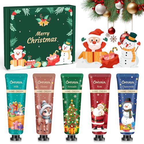 Handcreme Set Kleine Weihnachtsgeschenke für Frauen, 5x30ml Mini Handcremes Geschenkset Pflegendes Handcreme für Trockene Rissige Hände Fuß- Kleine Geschenk für Frauen, Kollegin, Freundin, Weihnachten