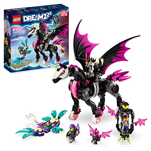 LEGO 71457 DREAMZzz Pegasus, Baue 2 Arten eines Pferdespielzeuges, enthält Zoey, Nova und Albtraumkönig als Minifiguren aus der TV-Show, kreatives Tierspielzeug für Kinder