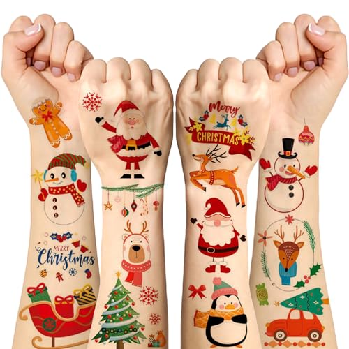 Luckeey 20 Blatt Weihnachten Tattoo Kinder, Weihnachtstattos Kinder Adventskalender Füllung Kinder, Weihnachtsgeschenke für Kinder Nikolaus Geschenke, Kleine Geschenke Adventskalender