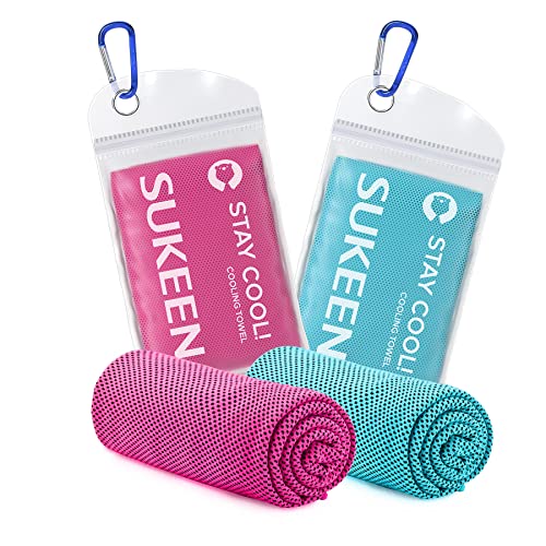 Sukeen Kühlhandtuch, Mikrofaser, 101,6 x 30,5 cm, weich, atmungsaktiv, kühlendes Handtuch für Yoga, Golf, Fitnessstudio, Camping, Laufen, Workout und weitere Aktivitäten