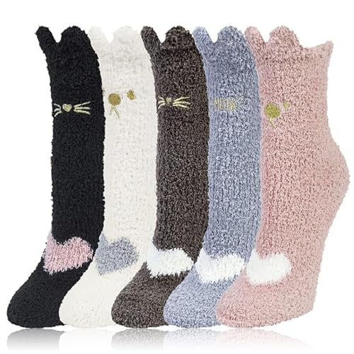 AHEJIOO 6 Pcs Kuschelsocken Damen 39-42 Flauschige Wintersocken Thermosocken Dicke Gemütliche Socken Haussocken Mehrfarbig