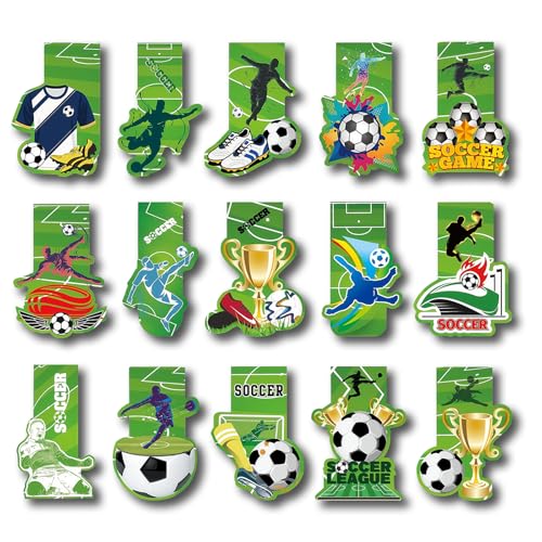 Lesezeichen Magnetisch 15 Stück Ideen Füllung Schultüte Geschenk Einschulung Junge Fussball für Kinder Mitgebsel für Kindergeburtstag für Jungen Schüler Freund Fußballfans Buchliebhaber