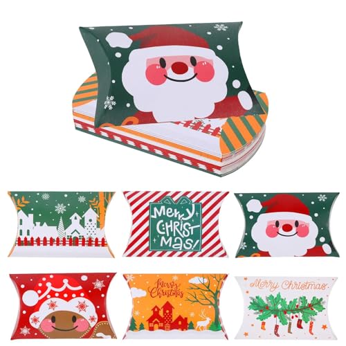 24 Stück Geschenkboxen Weihnachten,Geschenkbox Weihnachten,Geschenkbox Klein mit 50 Aufkleber, Süßigkeitenbox,Bunte Papierschachteln, kleine Weihnachtsgeschenkschachteln, Weihnachtsdeko mit Aufkleber
