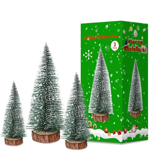 Weihnachtsbaum, 3 Größen Künstlicher Weihnachtsbaum, Tannenbaum Künstlich mit Holzsockel, Mini Weihnachtsbaum für Weihnachtsbaum Deko, Tischdeko, Schaufenster (10/15/20cm)