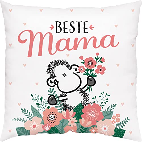 Sheepworld Kissen Motiv Mama | Zierkissen Baumwolle, 40 cm x 40 cm | Geschenk Muttertag | 48008