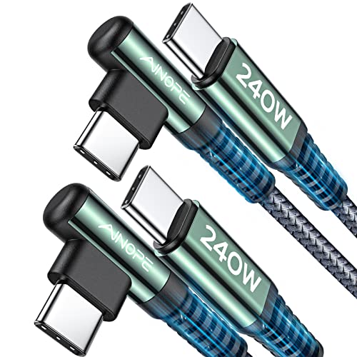 AINOPE 240W USB C auf USB C Kabel 2M/2Pack, Typ C auf Typ C Kabel Schnellladen, USB C Ladegerät Kabel rechtwinklig kompatibel mit MacBook Pro/Air, Samsung Galaxy S22/21/20