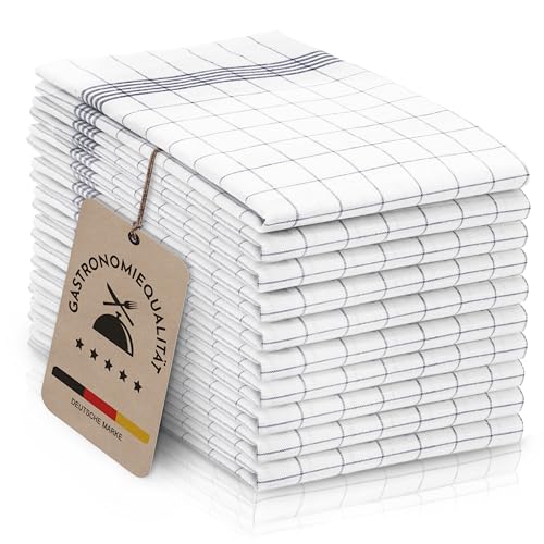 ZOLLNER 10er Set Geschirrtücher Baumwolle in 50x70 cm - super saugstarke und langlebige Küchentücher - waschbar bis 95°C – in grau weiß kariert - Gastronomiequalität - Oeko Tex® Zertifiziert