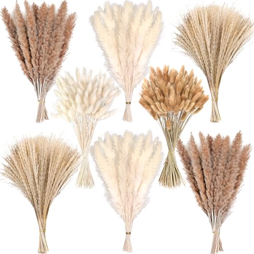 200PCS Elegantes Pampasgras Deko - Herbst Deko Innen, Trockenblumen Herbst, Fensterbrett Deko & Wohnzimmerdeko im Boho Stil für Ihr Zuhause