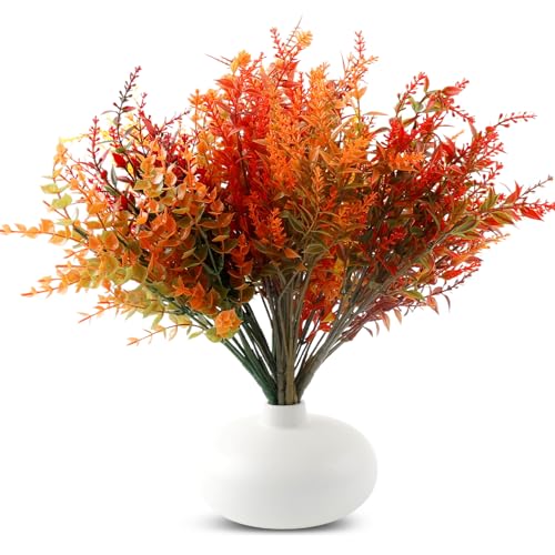 LCUHAVA 10 Stück Herbstblumen Kunstlich Blumen Dekoblumen Herbst Pflanzen DrauBen Outdoor Herbstdeko Herbstzweige Kunstblumen Deko für Garten Balkon Dekoration 35cm Höhe UV Schutz​