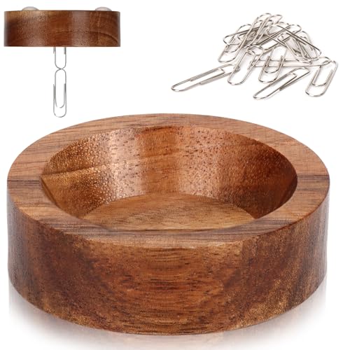 WANGDEFA 6.5*2cm Klammernspender Mit Magnet Büroklammernspender Magnetisch Büroklammern Spender Holz Magnetischer Halter für Büroklammern Büroklammer Behälter für Bürobedarf（Keine Büroklammern）