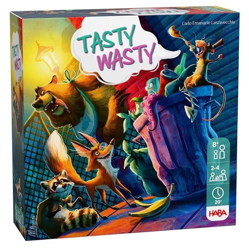 HABA Tasty Wasty – Witziges Karten- & Würfel-Zockerspiel für die ganze Familie ab 8 Jahren, Risikoreiche Jagd in der Mülltonne, für 2-4 Spieler – 2013180001