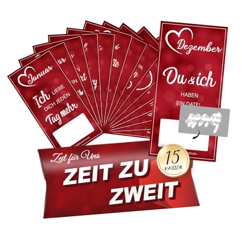 YSUVIN 1 Jahr, 15 Dates-Karten für Paare - Kreatives Personalisiertes Überraschungsgeschenk mit ausfüllbaren Aktivitäten für Frau, Ehemann, Freundin, Geschenk für Valentinstag Geburtstag Jahrestag