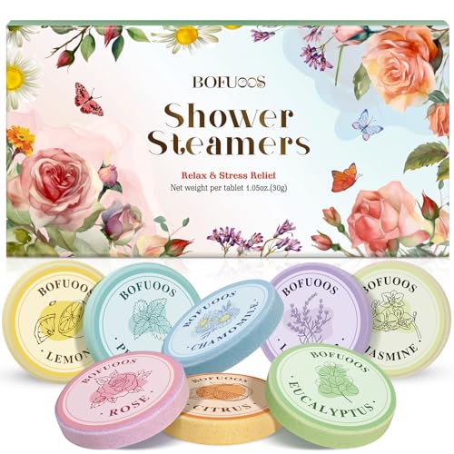 Bofuoos Geschenke für Frauen, Badebomben Aromatherapie Geburtstagsgeschenk für Frauen, Duschdampfer mit Ätherischem Öl Entspannung Kleine Personalisierte Geschenke (8 Stück)