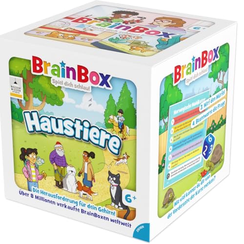 BRAINBOX 2024461 Haustiere, Lernspiel, Gedächtnisspiel, Quizspiel, Fragespiel für Erwachsene und Kinder ab 6 Jahren