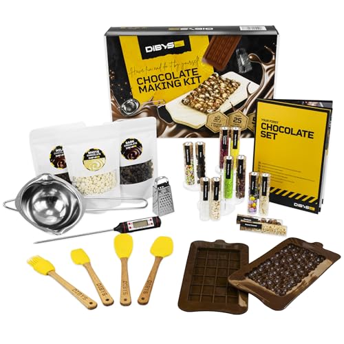 DIBYS DIY Schokoladen-Set zum Selber-Machen | Schokoladen-Kit mit natürlichen Zutaten & 12 Toppings | Geschenkidee zum Geburtstag | Anfänger-Set