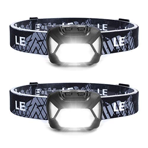 Lepro Stirnlampe, 2 Pack, Superhelle LED Kopflampe mit 6 Leuchtmodi, Wasserdicht, Batteriebetriebene LED-Leicht-Stirnlampen für Radfahren, Laufen, Camping für Kinder und Erwachsene