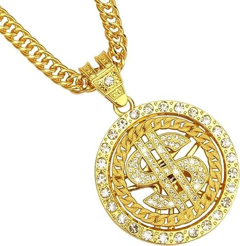 YUNHENTONG Hip Hop Schmuck,Rapper Accessoires,Dollar Kette,Kette Dollar Zeichen,80er 90er Jahre Herren Hip Hop Zubehör Halskette Pimp,Accessoire,Kostüm, Karneval,Mottoparty (Gold A)