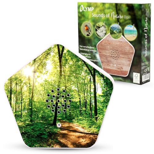 Olymp Sounds of Nature Box | Naturklänge für Entspannung & Ruhe | Soundbox mit Vogelgesang, Bachgeflüster, Bergwiesen, Meeresrauschen | Musikbox mit Bewegungssensor & individueller Lautstärkeregelung