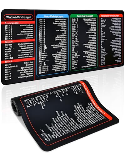 80x30cm Excel Pad Deutsch & Excel Mauspad Deutsch – Schreibtischunterlage für Home Office, Büro & Lernen – Wasserfest, Rutschfest, Handgelenkstütze – Ideal als Geschenk & Firmenkunden