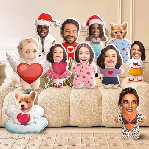 Kissen mit Eigenem Foto Personalisierte Lustige Geschenke Kuscheltier mit Gesicht 3D Person Menschenform Bedrucken Kuschelkissen Selbst Gestalten Fotogeschenke Fotokissen zum Geburtstag Valentinstag