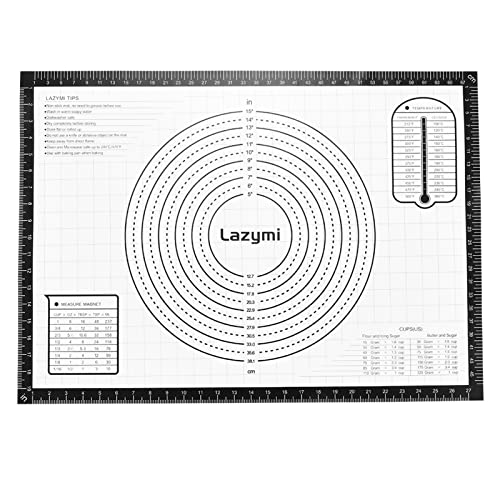 Backmatte Silikon Große Antihafte Backunterlage Rutschfeste Teigmatte 71x51 cm Ausrollmatte Silikonmatte Backfolie Backpapier Arbeitsmatte mit Messung für Fondant Pizza Brot Matte BPA Frei, Schwarz