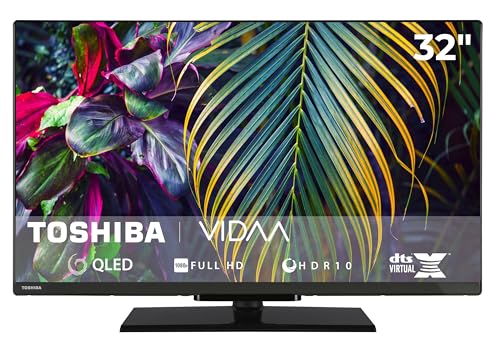 Toshiba Fernseher 32 Zoll Smart TV VIDAA Full HD QLED Fernseher HDR Smart TV mit Triple-Tuner und Bluetooth, QLED TV 32QV3F63DA