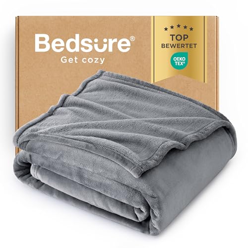 BEDSURE Kuscheldecke Flauschig Decke Fleecedecke - Wohndecke Warm Winter Weich, Sofadecke XL, Decke Couch Blanket, Wohn- & Kuscheldecken 150x200cm, Sofa überwurfdecke Grau