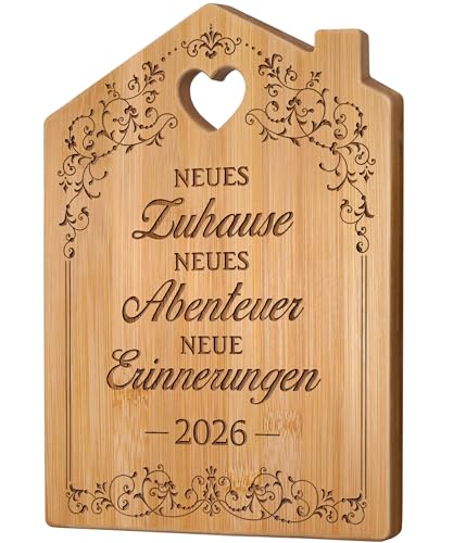 Geschenk zum Einzug 2026 - Graviertes Bambus Schneidebrett, Einzugsgeschenke Wohnung, Einweihungsgeschenk Haus, Richtfestgeschenk, Richtfest Neues Zuhause Neues Haus Neue Wohnung Hauskauf Geschenke