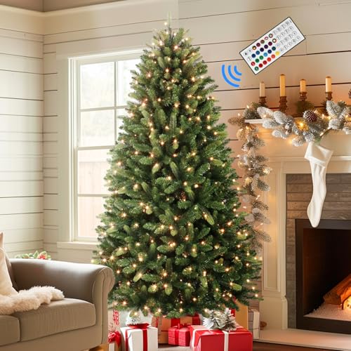Alupssuc 180CM Künstlicher Weihnachtsbaum mit Beleuchtung, 400 Multicolor LED Lichter, 8 Beleuchtungsmodi, Fernbedienung, 1423 Zweigspitzen, Faltbare Metallständer, für Heim Partei Xmas Dekoration,6ft