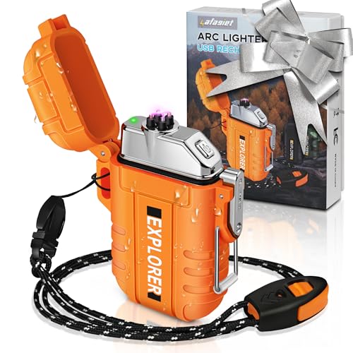 Lafagiet USB wiederaufladbares Feuerzeug, Flammenfrei, Winddicht, wasserdicht, Elektrische Feuerzeuge, Vatertagsgeschenke für Männer Papa