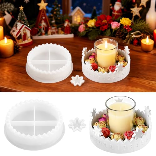 MICHIHOMIE Silikonformen Gießformen Adventskranz, Silikonform Gießform Adventskalender, DIY Gießformen Silikon Weihnachten für Heimdekoration