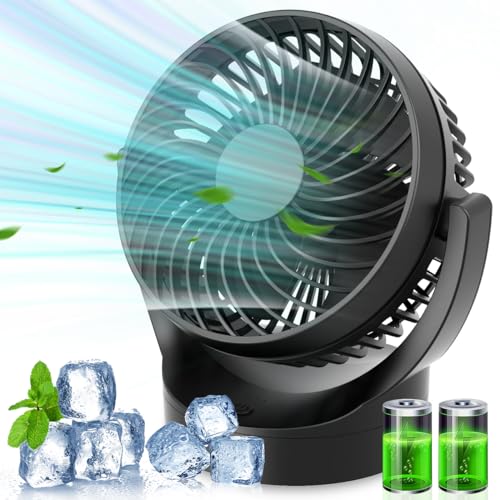 USB Tischventilator, 3000mAh Tragbarer/Mini Ventilator Klein 5 Geschwindigkeiten Wiederaufladbarer Tragbarer Ventilator Hält 4-10 Stunden, Leise, für Schlafzimmer, Büro, Bibliothek, Reisen Im Freien