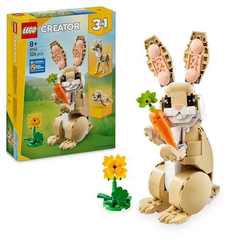 LEGO Creator 3in1 Häschen - Ostergeschenke für Kinder - 3 Spielzeug Tierfiguren: Hase, Lama, Robbe - Kreatives Geschenk für Mädchen & Jungen ab 8 Jahren - 31162