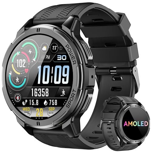 OUKITEL Smartwatch Herren, Militär Wasserdicht Fitness Watch Tracker mit 123 Sportmodi, 410mAh Akku reicht für 15 Tage, 1,43