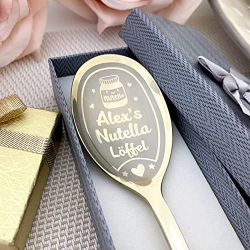 Schokocreme Löffel mit Gravur – Schokoliebhaber personalisierter Löffel Geschenk mit Namen – Schokolade Geburtstagsgeschenk personalisiert - Liebhaber leichter Desserts