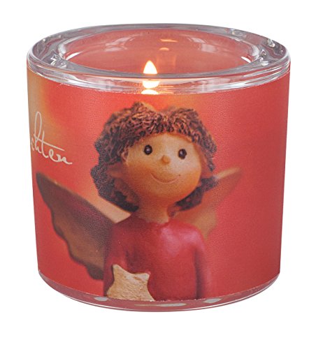Butzon & Bercker Lichtmomente – Windlicht Kleiner Weihnachtsengel | Christlicher Teelichthalter als Geschenk zu Weihnachten, mundgeblasen inkl. Teelicht & Geschenkverpackung